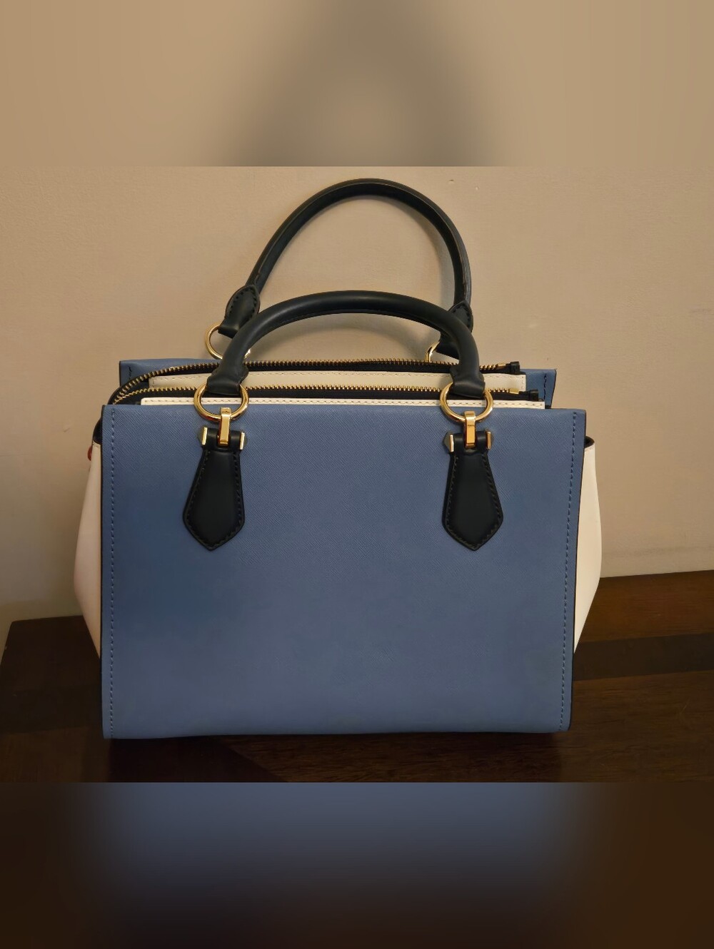 Michael Kors Marilyn Medium Color-Block Saffiano Leather Satchel - Picture 2 of 11